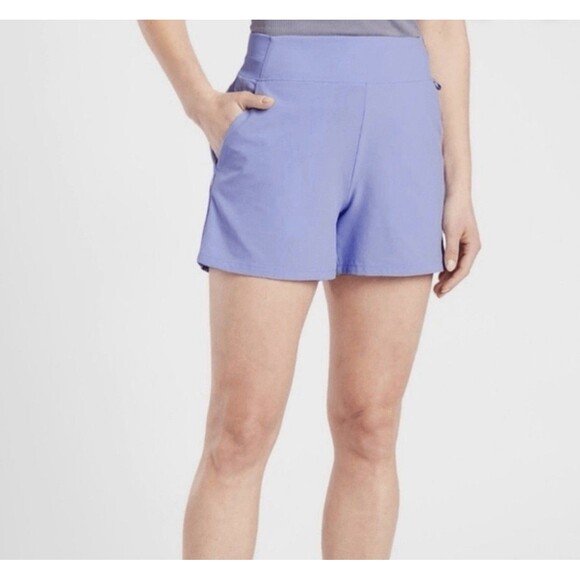 Athleta Pants - ATHLETA Brooklyn Shorts Size 8 Periwinkle Lightweight Stretch Pockets 4” Inseam